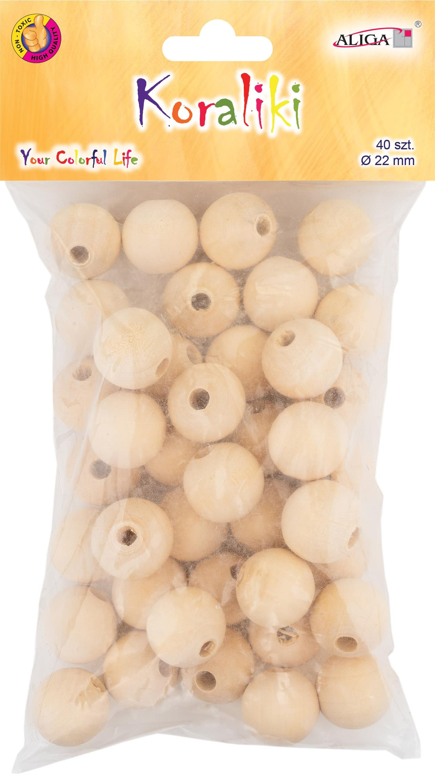 Koraliki drewniane 22mm/6,5mm 40szt Aliga